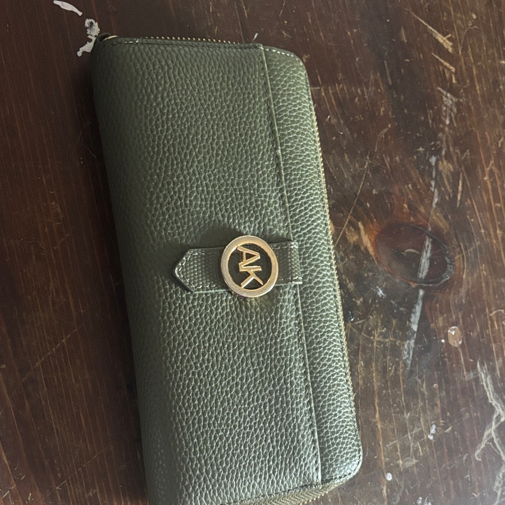 Anne Klein Olive Wallet with Gold Logo